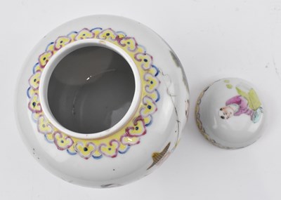Lot 7 - REPUBLIC PERIOD QIANLONG MARKED FAMILLE ROSE GINGER JAR 民国粉彩人物罐