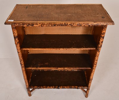 Lot 333 - VICTORIAN AESTHETIC MOVEMENT BAMBOO OPEN WINDOW BOOKCASE CABINET