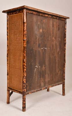 Lot 333 - VICTORIAN AESTHETIC MOVEMENT BAMBOO OPEN WINDOW BOOKCASE CABINET