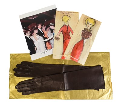 Lot 55 - SUZANNA LEIGH (1945-2017) - PERSONALLY WORN GLOVES 'BORN FREE' SCREENING