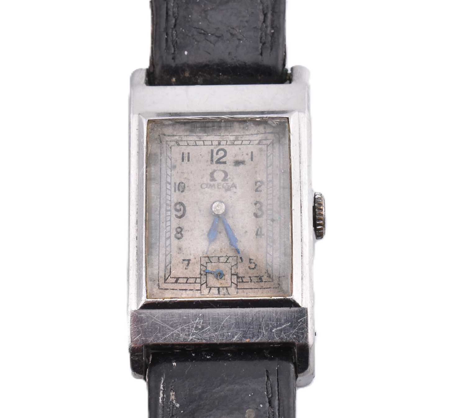 Lot 160 - OMEGA 1930S ART DECO TANK FACED WRISTWATCH