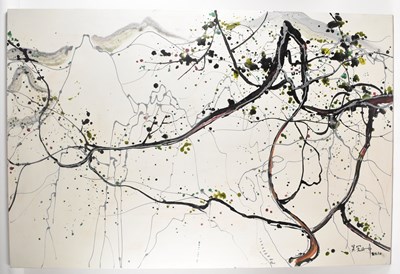 Lot 165 - AFTER WU GUANZHONG (吴冠中）- LARGE MOUNTAIN LANDSCAPE OIL ON CANVAS