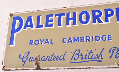 Lot 35 - PALETHORPES' ROYAL CAMBRIDGE - ENAMEL ADVERTISING SIGN