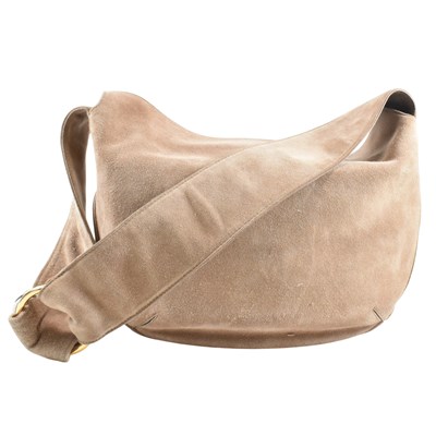Lot 500 - CARTIER TRINITY BEIGE SUEDE SHOULDER BAG