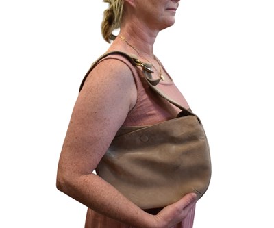 Lot 500 - CARTIER TRINITY BEIGE SUEDE SHOULDER BAG