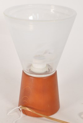 Lot 617 - VINTAGE MID CENTURY GLASS AND WOODEN CONICAL DESK LAMP