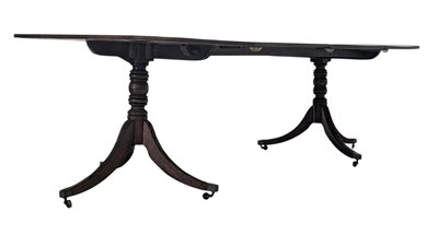 Lot 973 - GEORGE III MAHOGANY TWIN PEDESTAL DINING TABLE