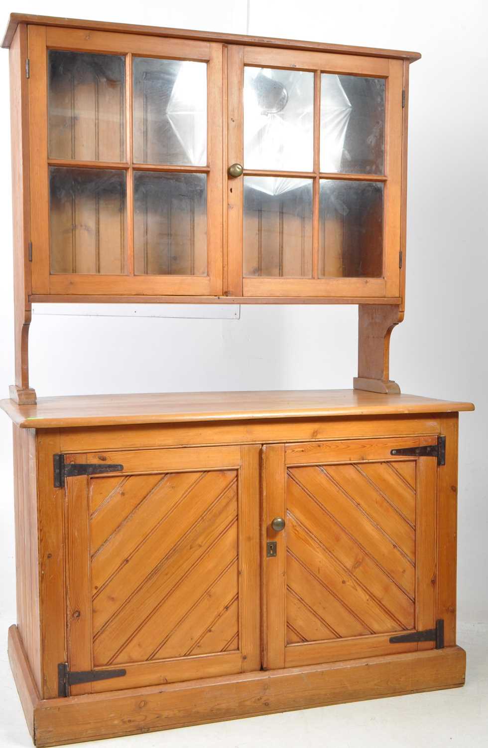 Lot 653 - VICTORIAN 19TH CENTURY PINE DRESSER W/ OAK TOP
