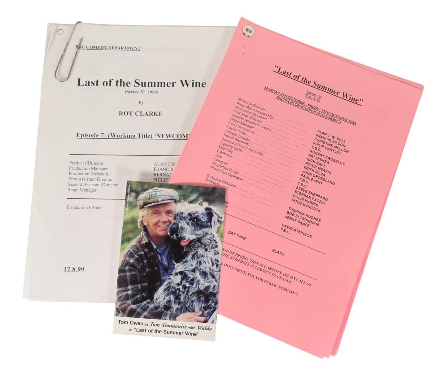 Lot 163 - LAST OF THE SUMMER WINE (BBC SITCOM) - TOM OWEN'S FIRST EPISODE SCRIPT & SCHEDULE