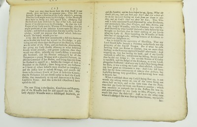 Lot 4 - TRIALS. 1701 SCARCE PAMPHLET ON THE MARITAL ABUSE OF THE COUNTESS OF ANGLESEY
