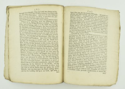 Lot 4 - TRIALS. 1701 SCARCE PAMPHLET ON THE MARITAL ABUSE OF THE COUNTESS OF ANGLESEY
