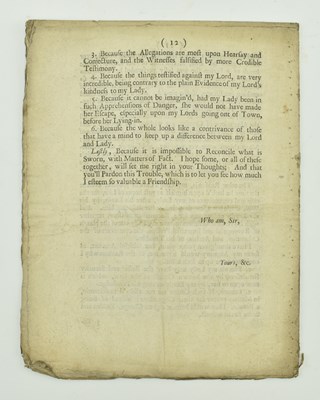 Lot 4 - TRIALS. 1701 SCARCE PAMPHLET ON THE MARITAL ABUSE OF THE COUNTESS OF ANGLESEY