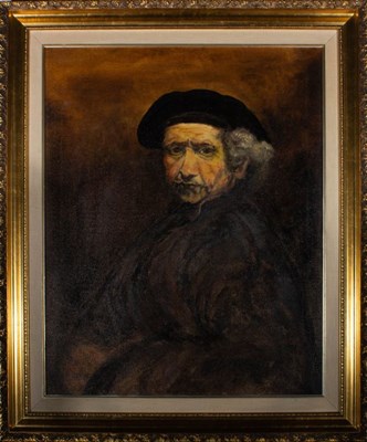 Lot 5 - JASON THREFALL AFTER REMBRANDT - 1978 OIL ON CANVAS PORTRAIT PAINTING