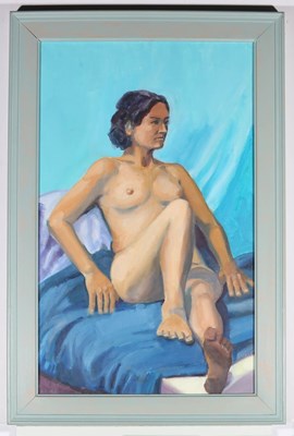 Lot 12 - PAUL WINBY (20TH CENTURY) - CONTEMPORARY OIL ON CANVAS RECLINING NUDE PAINTING