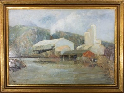 Lot 20 - D. TOGG - MID 20TH CENTURY PALETTE OIL ON CANVAS PAINTING OF MILL