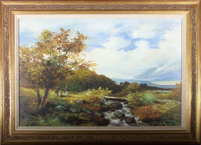 Lot 37 - T. WILKINS (20TH CENTURY) - UNTITLED OIL ON CANVAS LANDSCAPE PAINTING