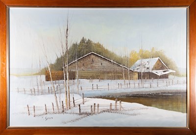 Lot 42 - Y. SIMON (20TH CENTURY) - UNTITLED OIL ON CANVAS WINTER PAINTING