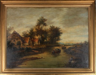 Lot 49 - F. ALLIN (EARLY 20TH CENTURY) - UNTITLED OIL ON CANVAS LANDSCAPE PAINTING