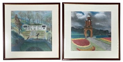 Lot 59 - UNKNOWN 20TH CENTURY - PAIR OF PASTEL ON PAPER LANDSCAPES