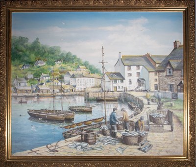 Lot 62 - M. M. SULLIVAN (CONTEMPORARY) - UNTITLED FISHERMAN OIL ON CANVAS PAINTING