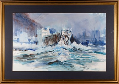 Lot 69 - CONTEMPORARY ACRYLIC ON PAPER STORMY LANDSCAPE PAINTING
