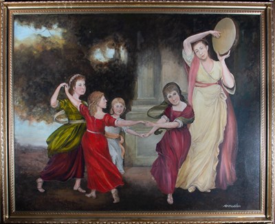 Lot 80 - REX MARSDEN AFTER GEORGE ROMNEY - THE GOWER CHILDREN - OIL ON CANVAS PAINTING