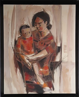 Lot 89 - 20TH CENTURY NATIVE OIL ON CANVAS PAINTING