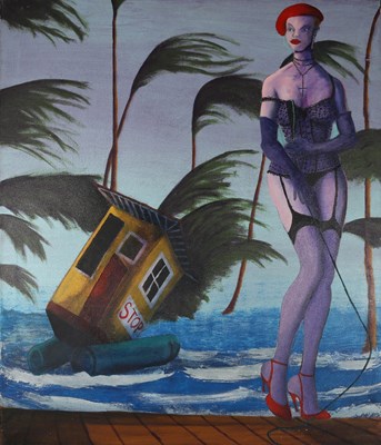 Lot 90 - WOLFRAM (20TH CENTURY) - HURRICAN MADONNA, 1996 - OIL ON CANVAS PAINTING