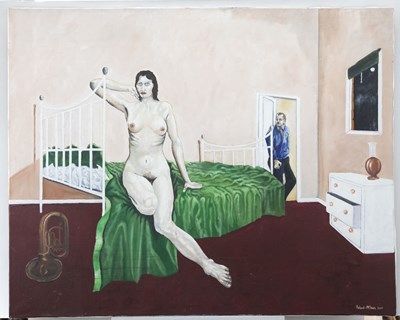 Lot 94 - PETER ROLAND-MCLEAN - CONTEMPORARY OIL ON CANVAS NUDE PAINTING