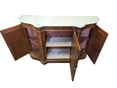 Lot 900 - VICTORIAN 19TH CENTURY WALNUT & MARBLE CREDENZA