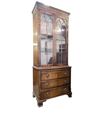 Lot 899 - GEORGE III REPRODUCTION MAHOGANY BOOKCASE ON CHEST