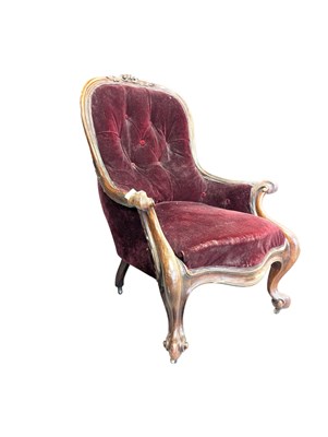 Lot 896 - VICTORIAN 19TH CENTURY MAHOGANY LIBRARY SALON ARMCHAIR