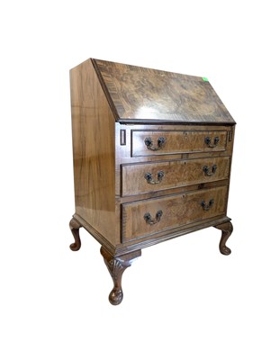 Lot 895 - QUEEN ANNE REVIVAL WALNUT WRITING BUREAU DESK