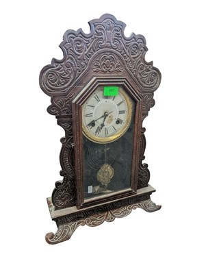 Lot 887 - 19TH CENTURY GINGER BREAD MANTEL CLOCK