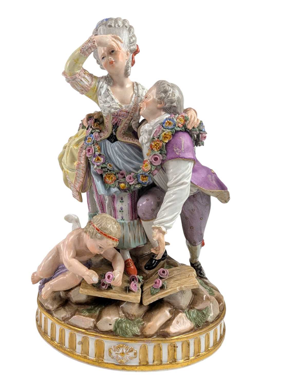 Lot 33 - MEISSEN GERMAN 19TH CENTURY 'THE BROKEN BRIDGE' HAND PAINTED PORCELAIN FIGURE