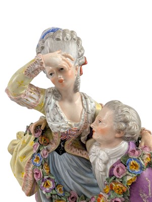 Lot 33 - MEISSEN GERMAN 19TH CENTURY 'THE BROKEN BRIDGE' HAND PAINTED PORCELAIN FIGURE