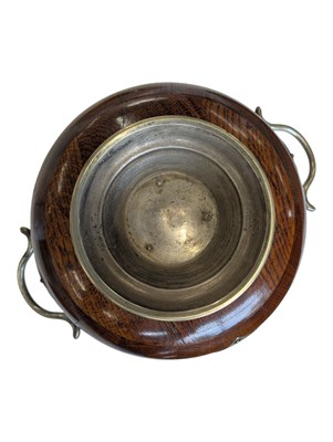 Lot 348 - 20TH CENTURY BRITISH OAK AND SILVER PLATE FRUIT BOWL
