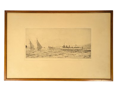 Lot 122 - W STEWART COLLIE (SCOTTISH) - EARLY 20TH CENTURY ETCHING "PASSING THE CLOCH"