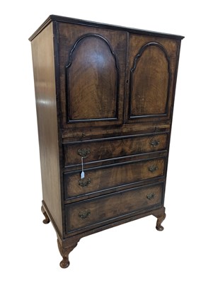 Lot 721 - LATE 19TH CENTURY QUEEN ANNE FIGURED WALNT TALLBOY