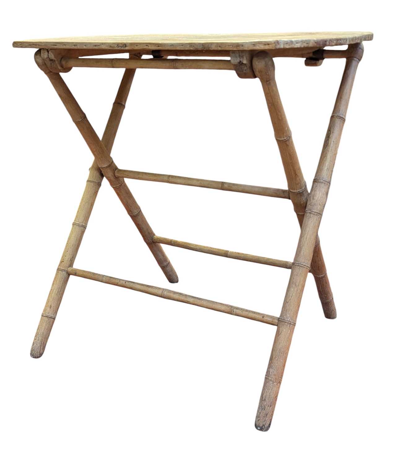 Lot 543 - AESTHETIC MOVEMENT 19TH CENTURY PINE FAUX BAMBOO FOLDING SIDE TABLE