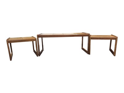 Lot 648 - DANISH MODERN DESIGN - VINTAGE TILE TOP COFFEE NEST OF TABLES