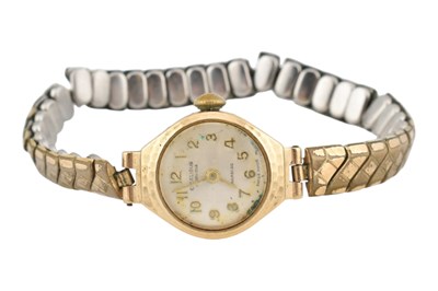 Lot 541 - 1980S HALLMARKED 9CT GOLD CASED WATCH ON PLATED STRAP