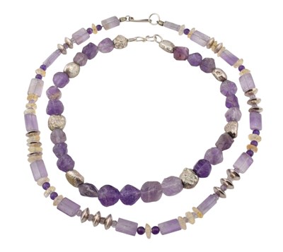 Lot 530 - TWO SILVER & AMETHYST NECKLACES