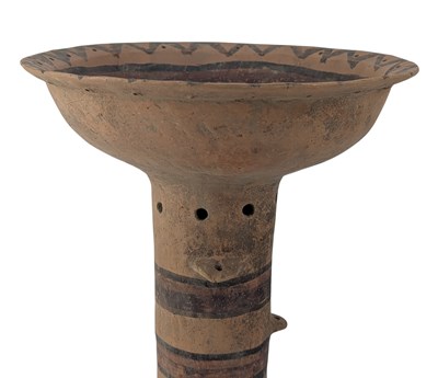 Lot 28 - CHINESE PAINTED NEOLITHIC POTTERY MAJIAYAO STEM FOOD VESSEL 马家窑 彩绘 高脚豆