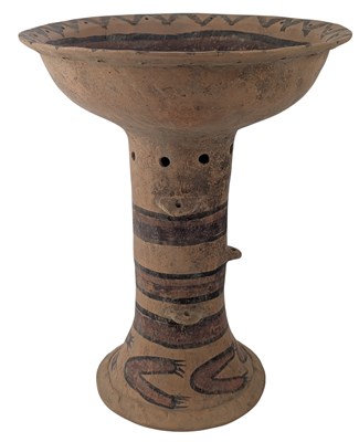 Lot 28 - CHINESE PAINTED NEOLITHIC POTTERY MAJIAYAO STEM FOOD VESSEL 马家窑 彩绘 高脚豆