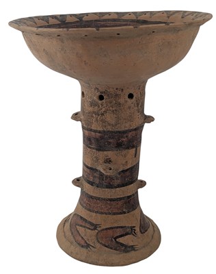 Lot 28 - CHINESE PAINTED NEOLITHIC POTTERY MAJIAYAO STEM FOOD VESSEL 马家窑 彩绘 高脚豆