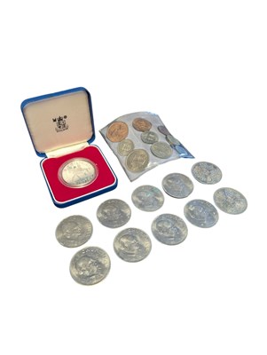 Lot 129 - 1977 QUEEN ELIZABETH II SILVER CROWN & OTHER EXAMPLES