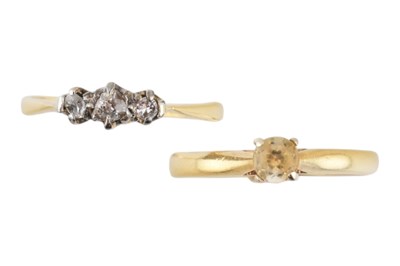 Lot 507 - TWO 18CT GOLD & GEM SET RINGS