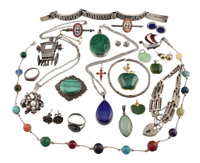 Lot 591 - COLLECTION OF SILVER WHITE METAL & COSTUME JEWELLERY
