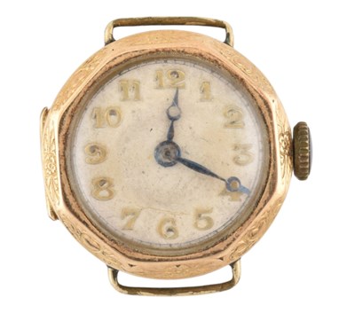 Lot 617 - EARLY 20TH CENTURY 14CT GOLD CASED WRISTWATCH